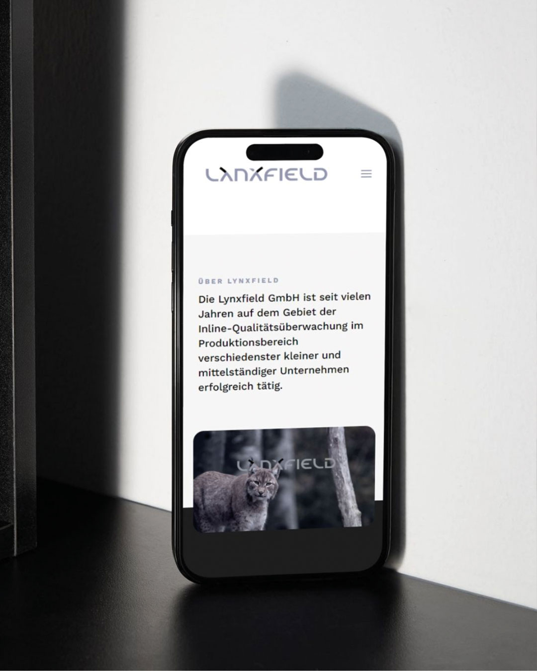 Unternehmenswebsite auf dem Smartphone – modernes UI und klare Inhalte